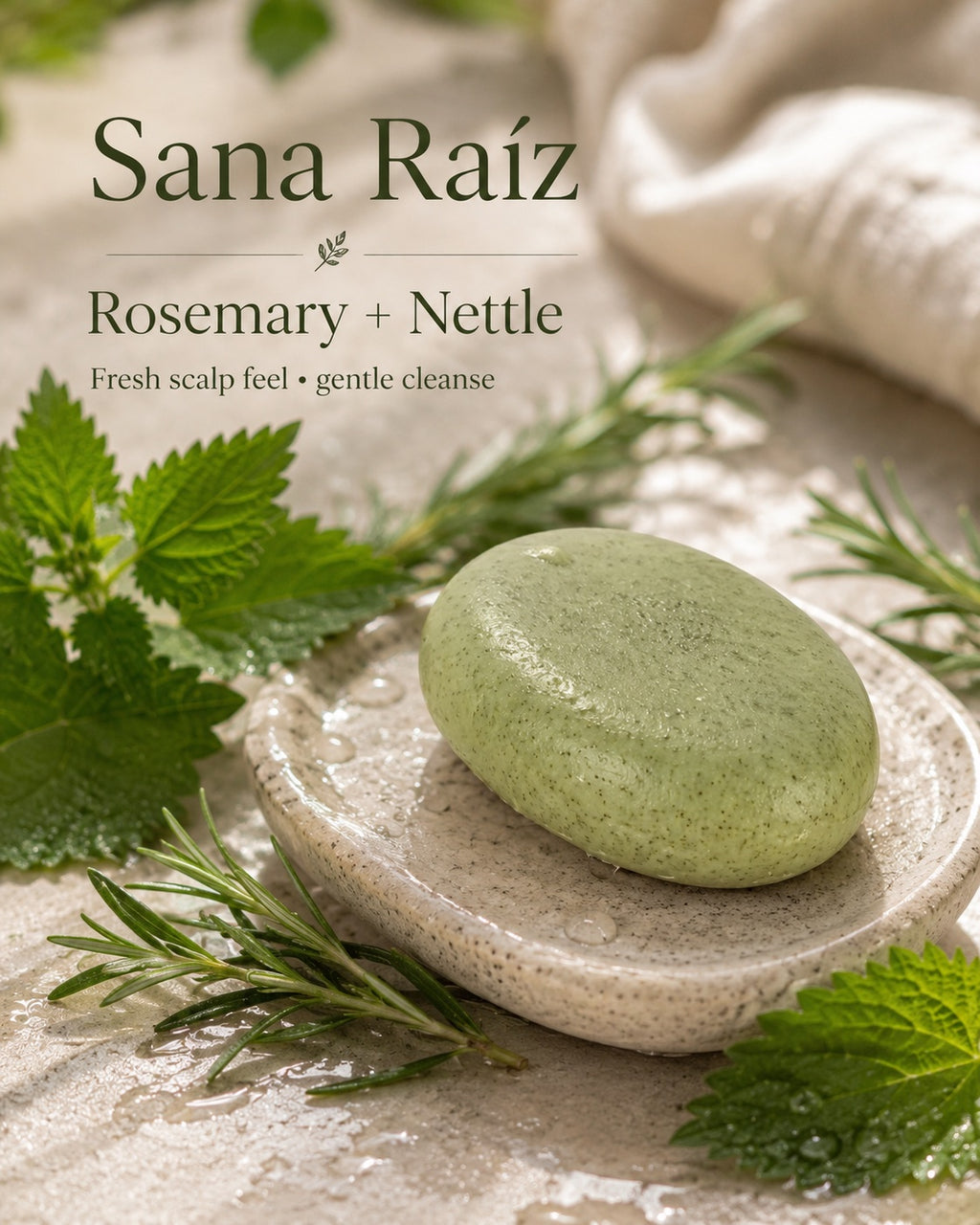 Champú Sólido de Romero y Ortiga | Crecimiento y Fuerza | Sana Raíz   Fresh scalp feel • gentle cleanse