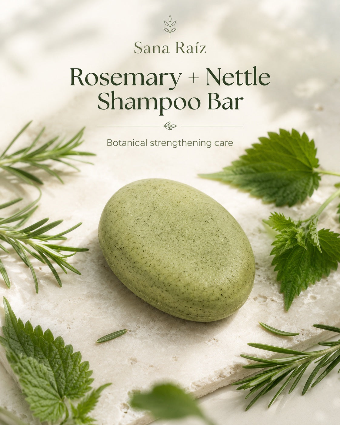 Champú Sólido de Romero y Ortiga | Crecimiento y Fuerza | Sana Raíz   Fresh scalp feel • gentle cleanse